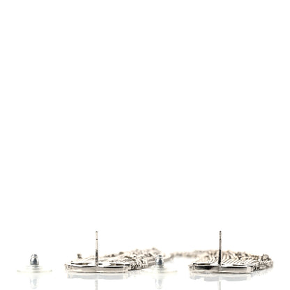 Chanel Baguette Crystal CC Chain Drop Earrings Silver 3 of 5