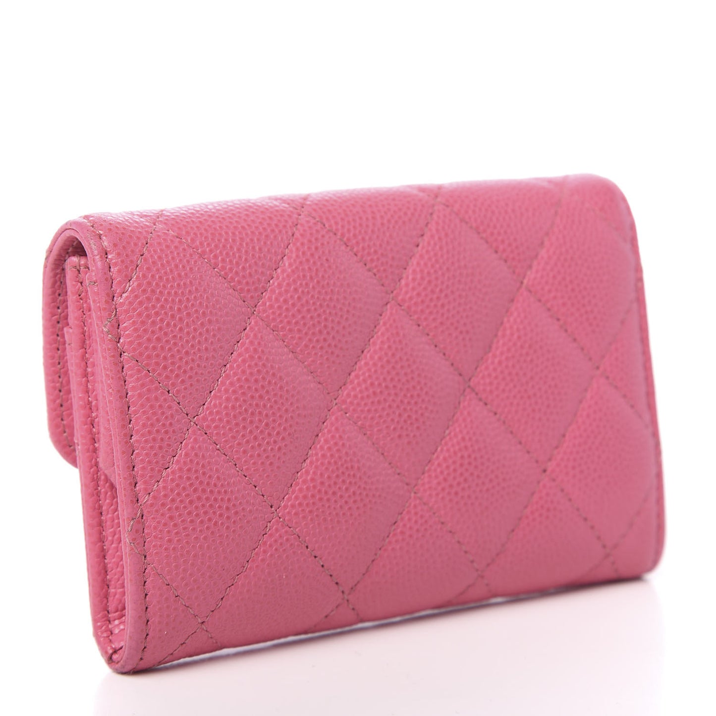 Caviar Quilted Card Flap Holder Pink