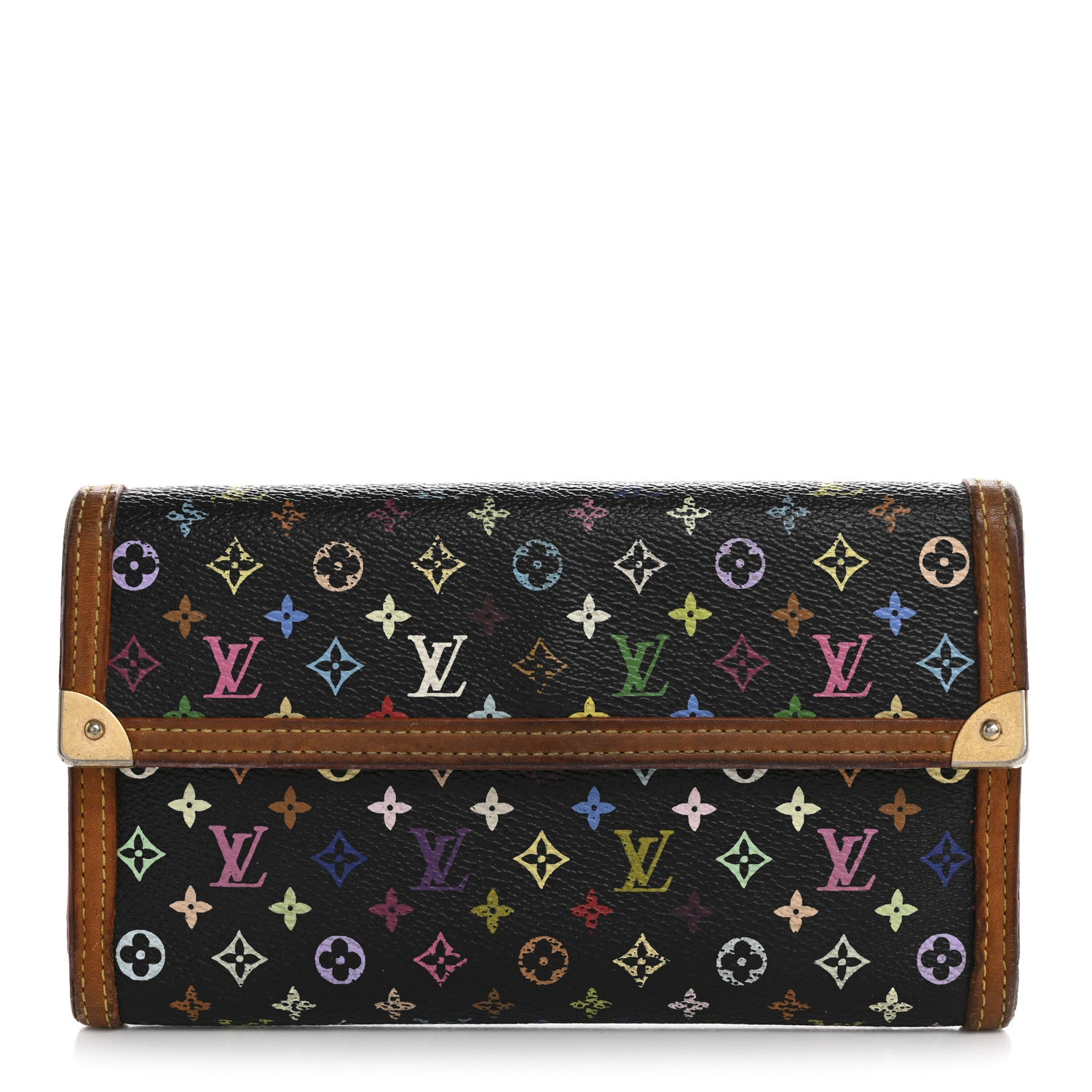 Louis Vuitton Monogram Multicolor Porte Tresor International Wallet Black 1 of 17