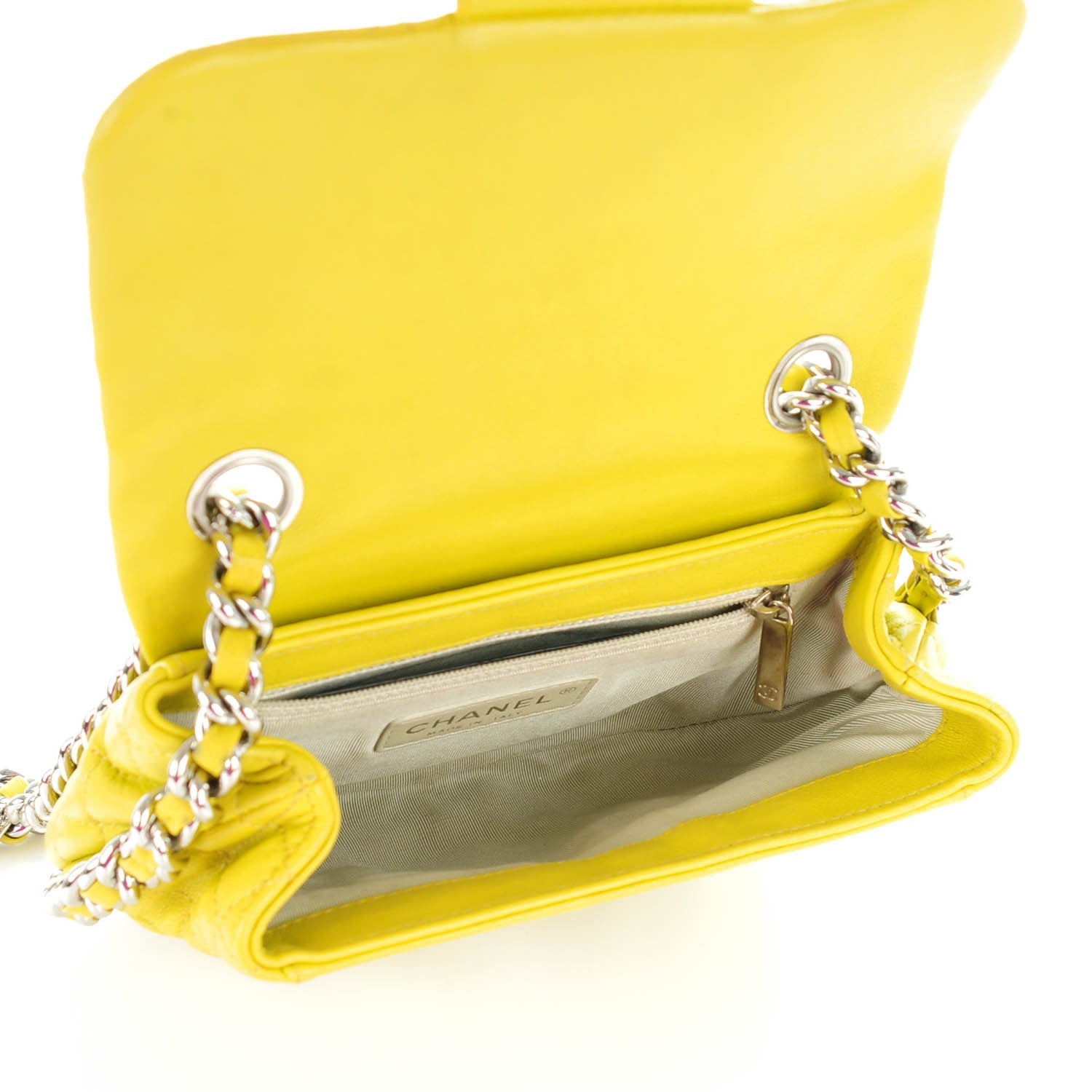 Chanel Washed Lambskin Mini Chain Around Flap Yellow 5 of 7