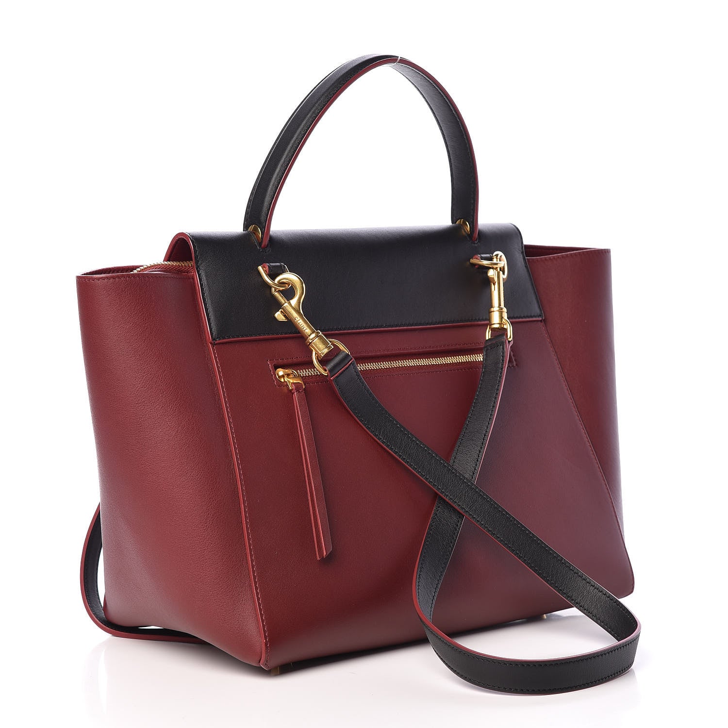 Celine Smooth Calfskin Bi-Color Mini Belt Bag Burgundy Black 3 of 11
