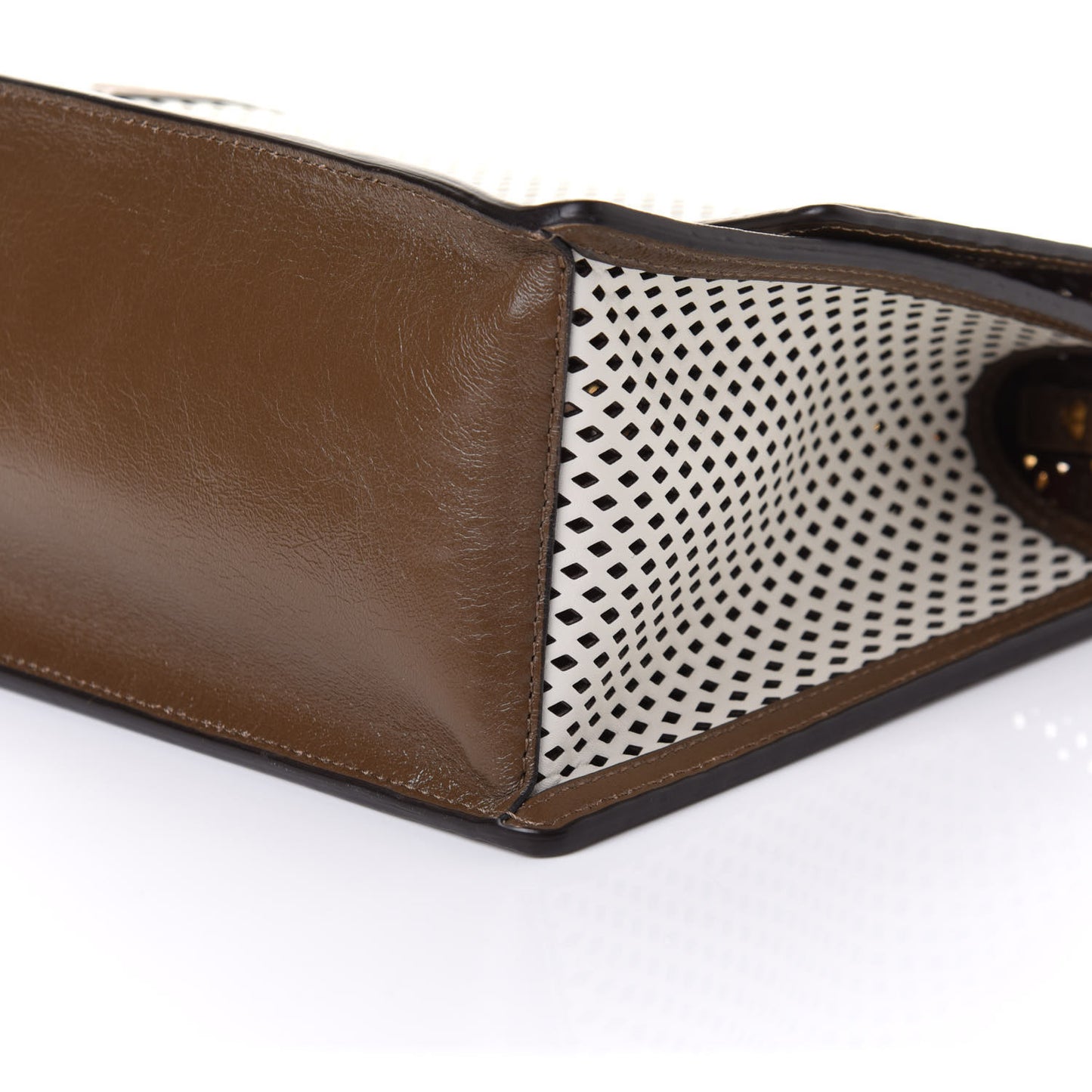 Vitello Liberty Glossy Lambskin F is Fendi Perforated Kan U Shoulder Bag White Ice Rust Maya