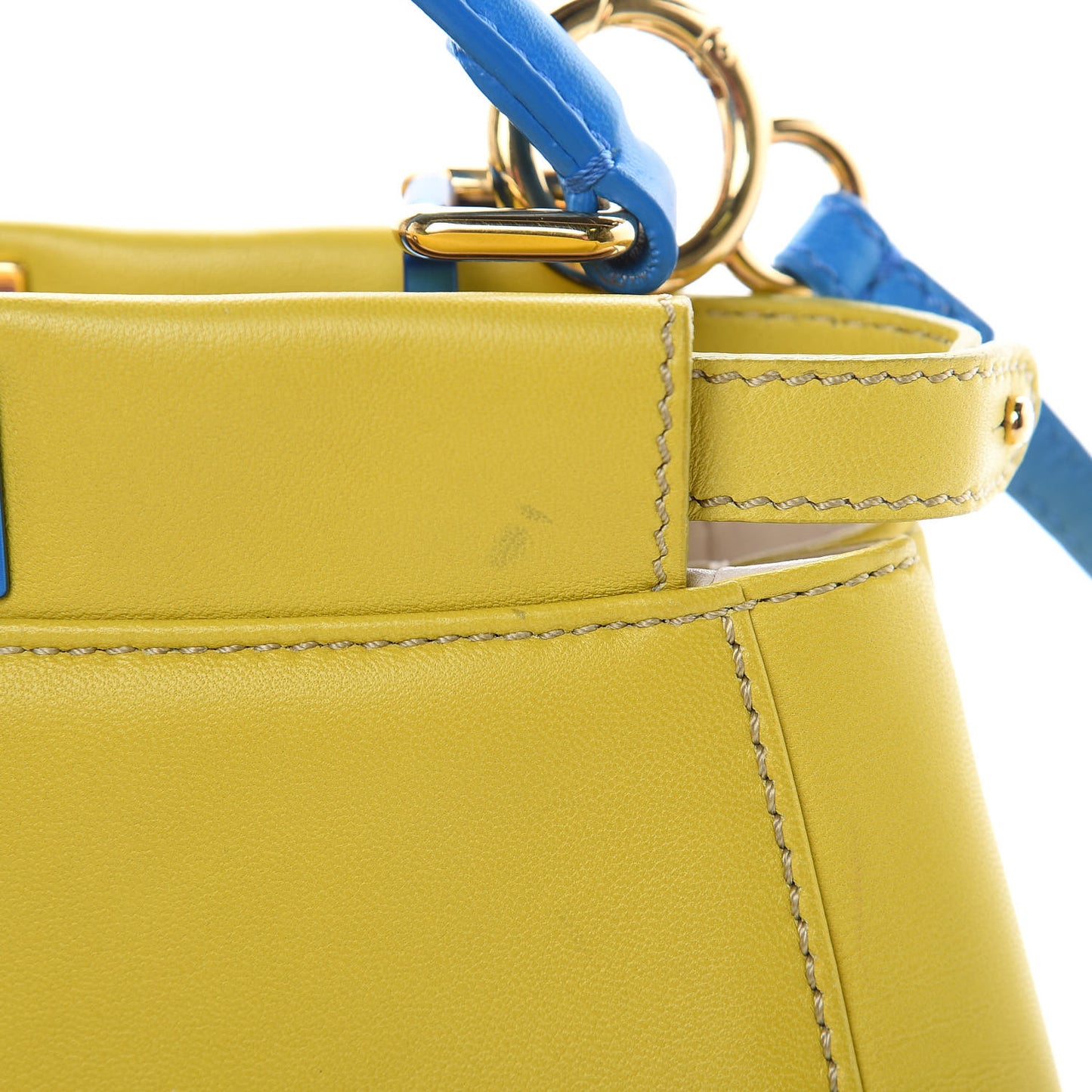 Nappa Colorblock Mini Peekaboo Iconic Satchel Lime Blue Royal Latte