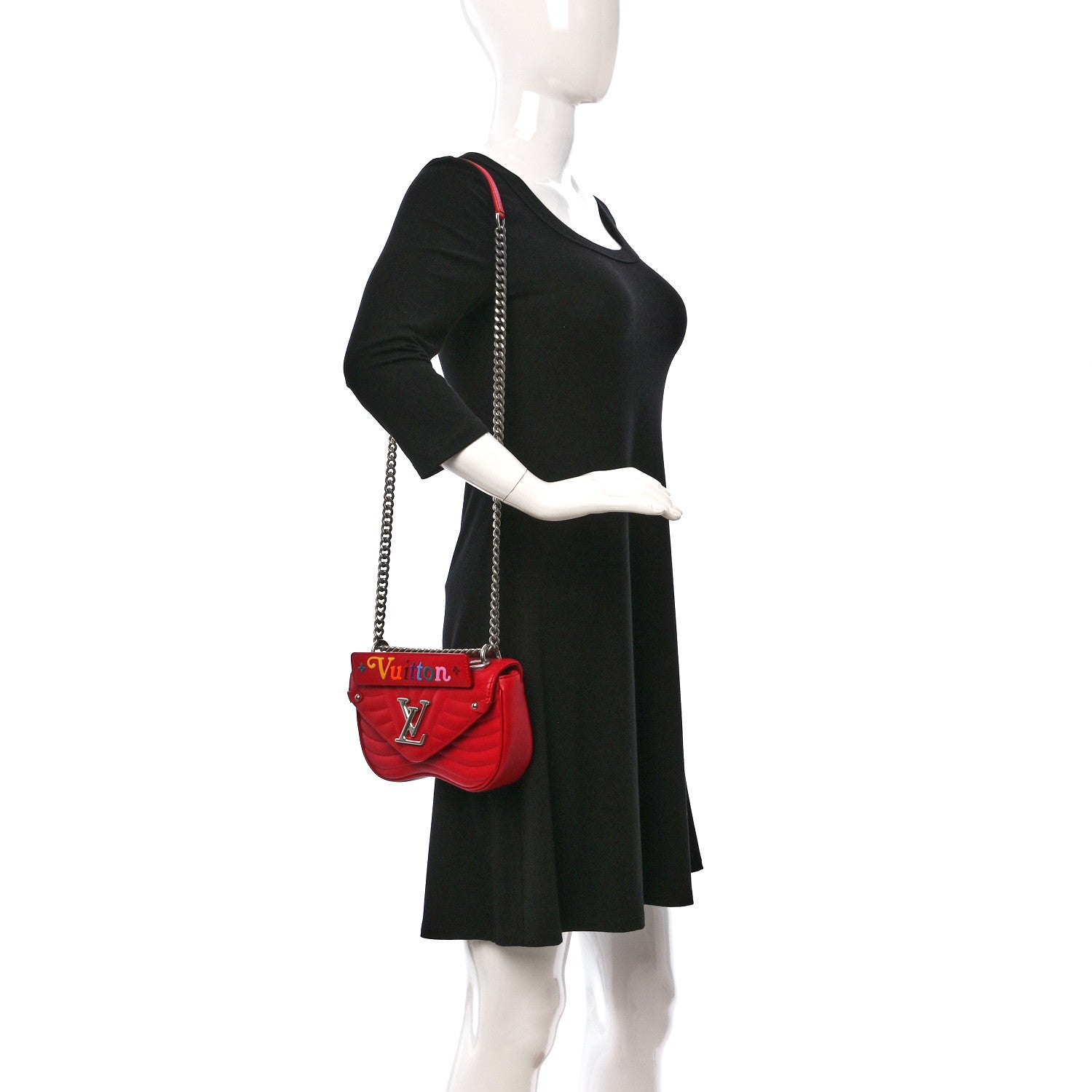 Louis Vuitton Calfskin New Wave Chain PM Scarlet 2 of 9