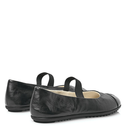 Chanel Lambskin Cap Toe CC Mary Jane Flats 40 Black 4 of 9