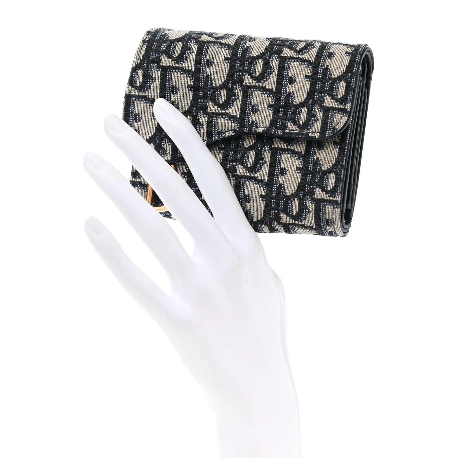 Christian Dior Oblique Saddle Lotus Wallet Blue 2 of 9