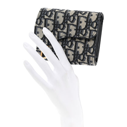 Christian Dior Oblique Saddle Lotus Wallet Blue 2 of 9