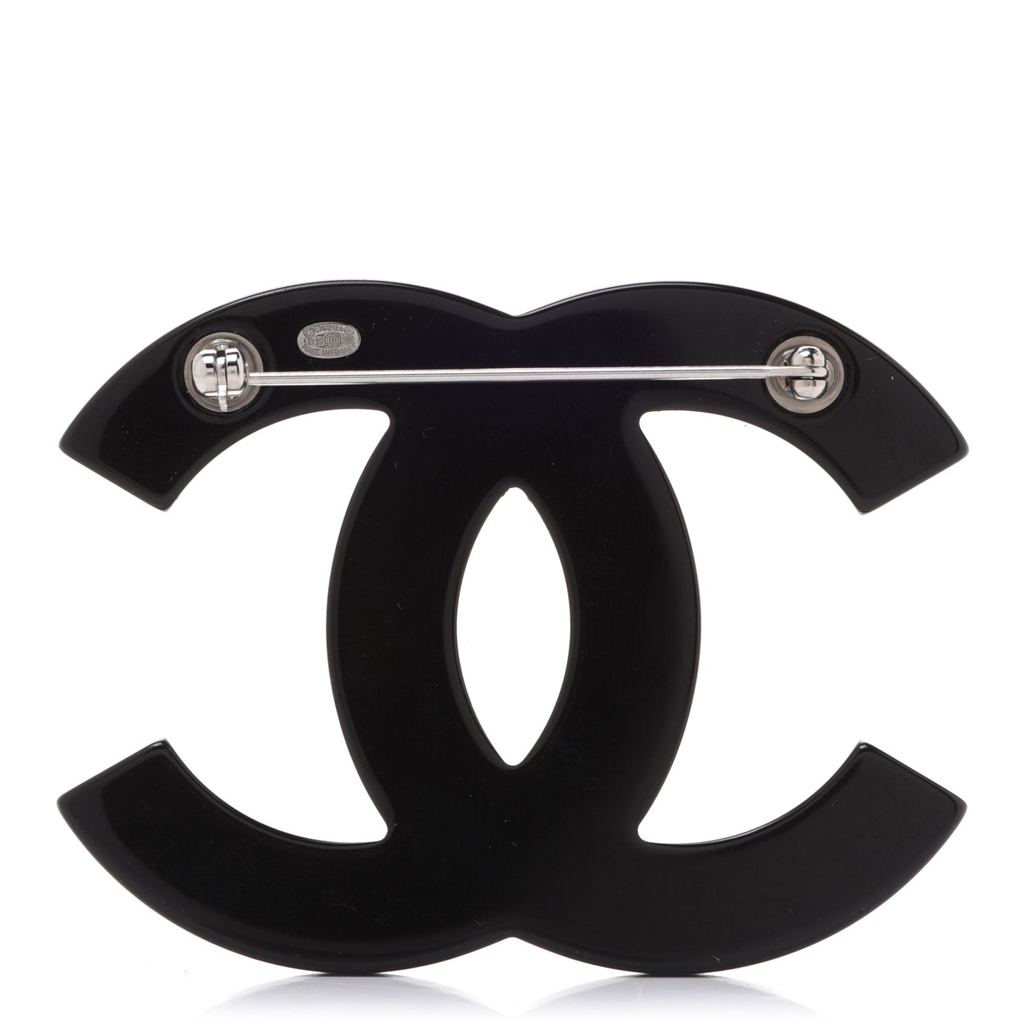 Resin Pearl CC Brooch Black