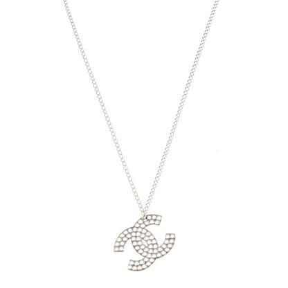 Chanel Perforated CC Pendant Necklace Silver 1 of 3