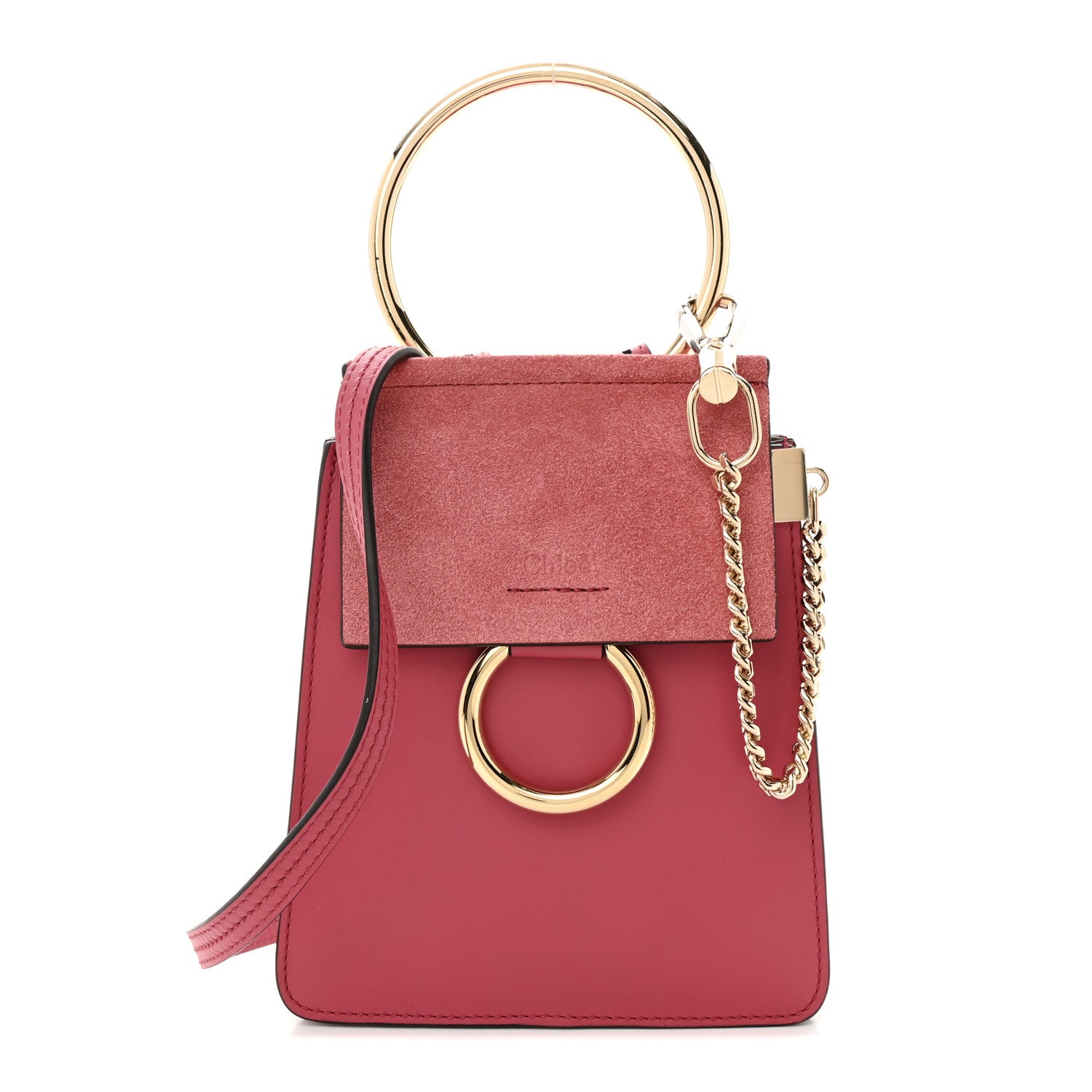 Chloe Suede Calfskin Mini Faye Bracelet Bag Scarlet Pink 1 of 12