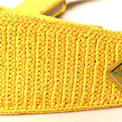 Prada Yarn Raffia Effect Crochet Triangle Shoulder Bag Giallo 11 of 12