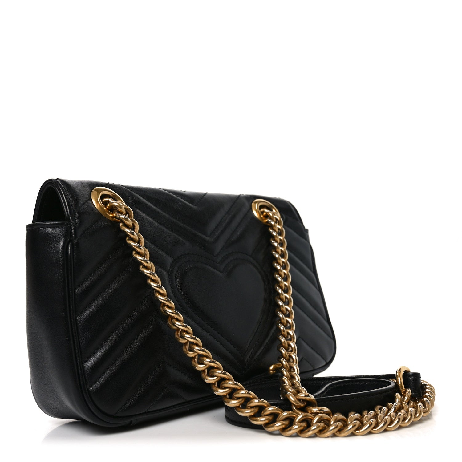 Gucci Calfskin Matelasse Mini GG Marmont Shoulder Bag Black 3 of 10