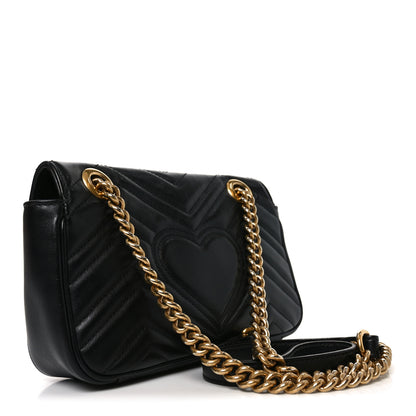 Gucci Calfskin Matelasse Mini GG Marmont Shoulder Bag Black 3 of 10