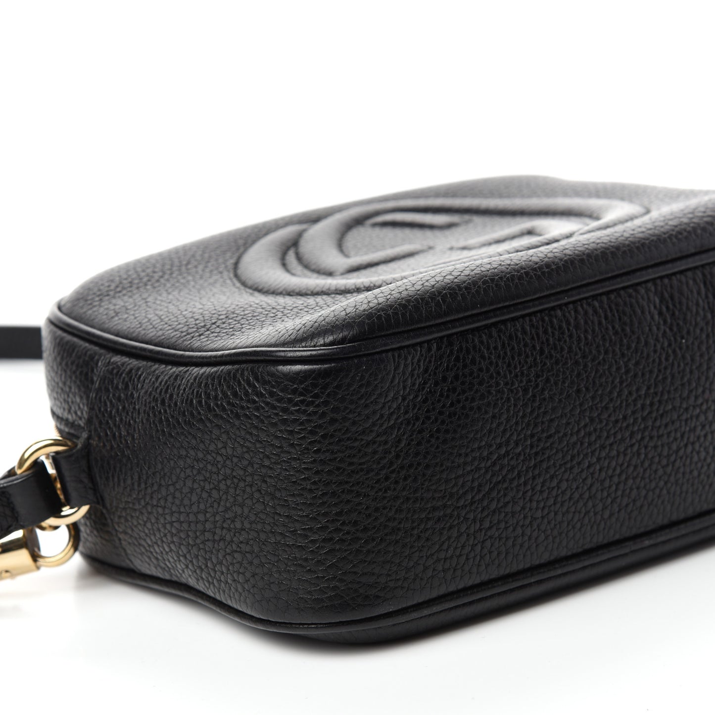 Pebbled Calfskin Small Soho Disco Bag Black