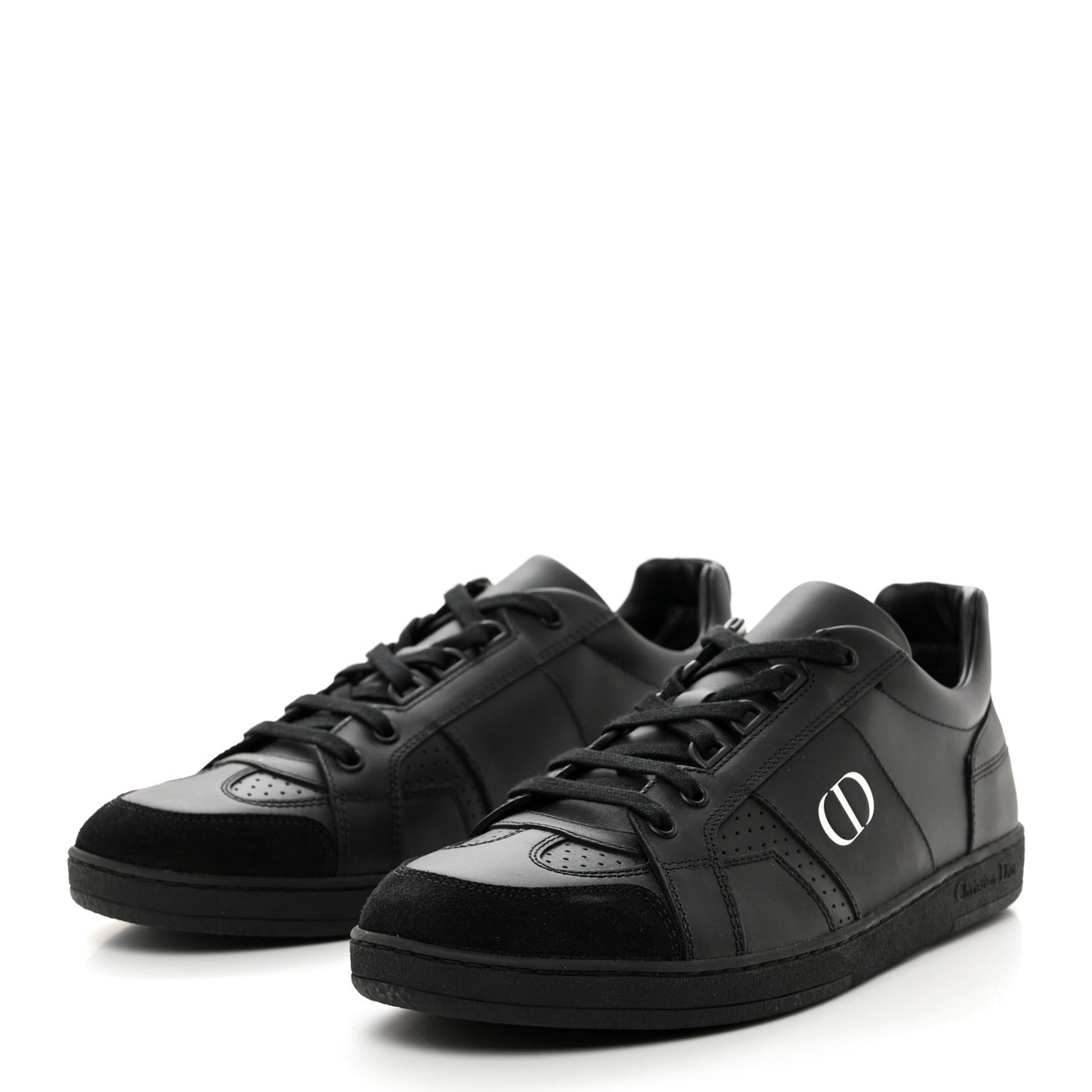 Calfskin Suede Logo Sneakers 39 Black