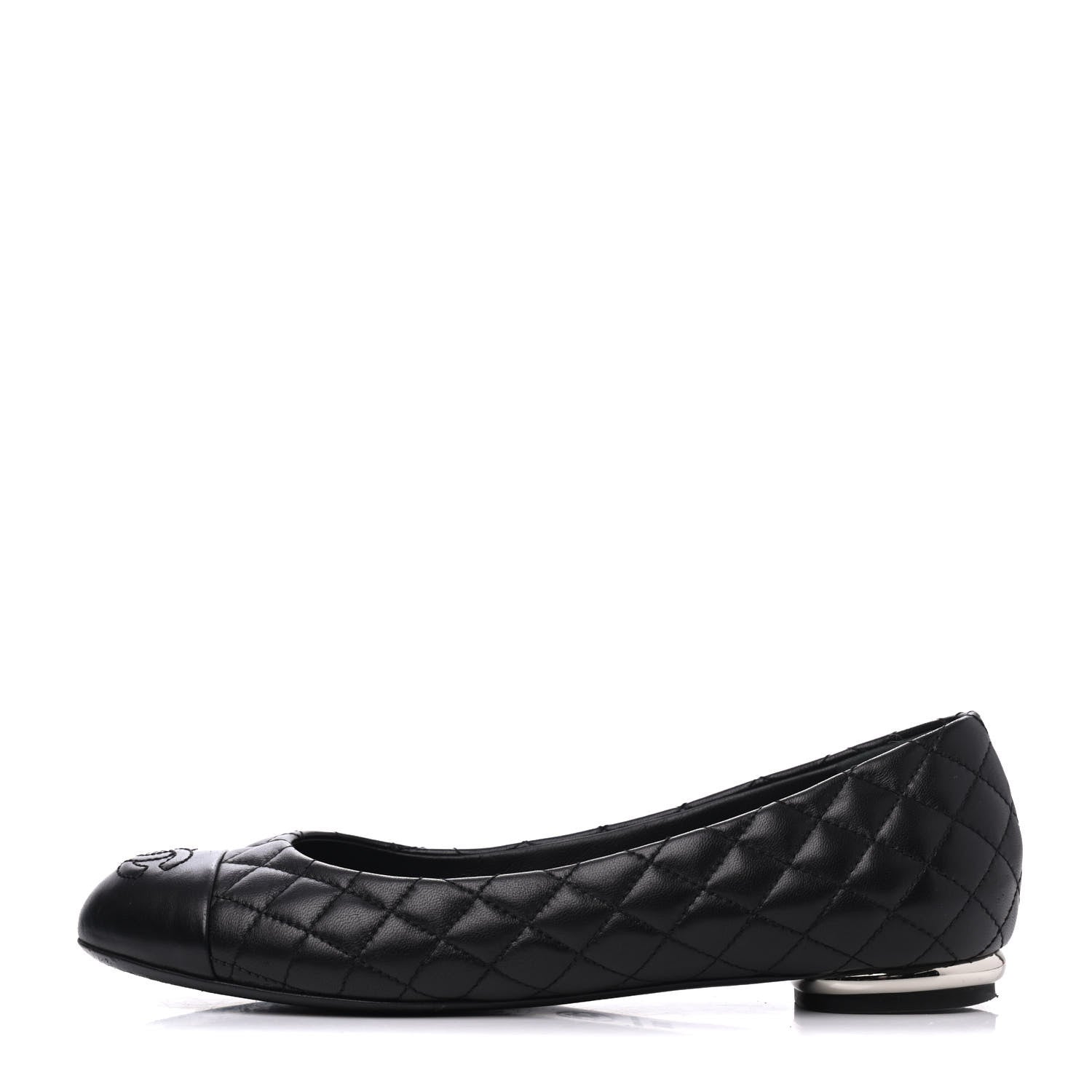 Chanel Lambskin Quilted CC Cap Toe Ballerina Flats 36.5 Black 1 of 18