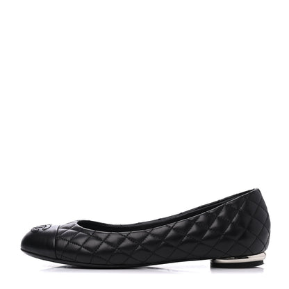 Chanel Lambskin Quilted CC Cap Toe Ballerina Flats 36.5 Black 1 of 18