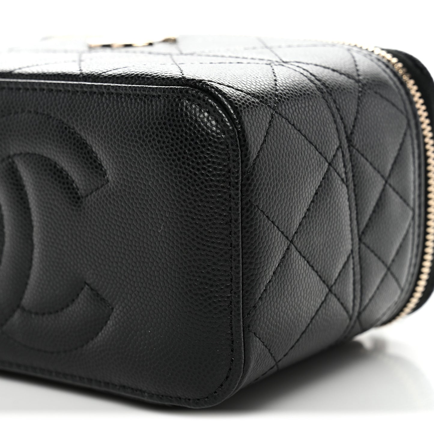 Caviar Quilted Trendy Handle Mini Vanity Black