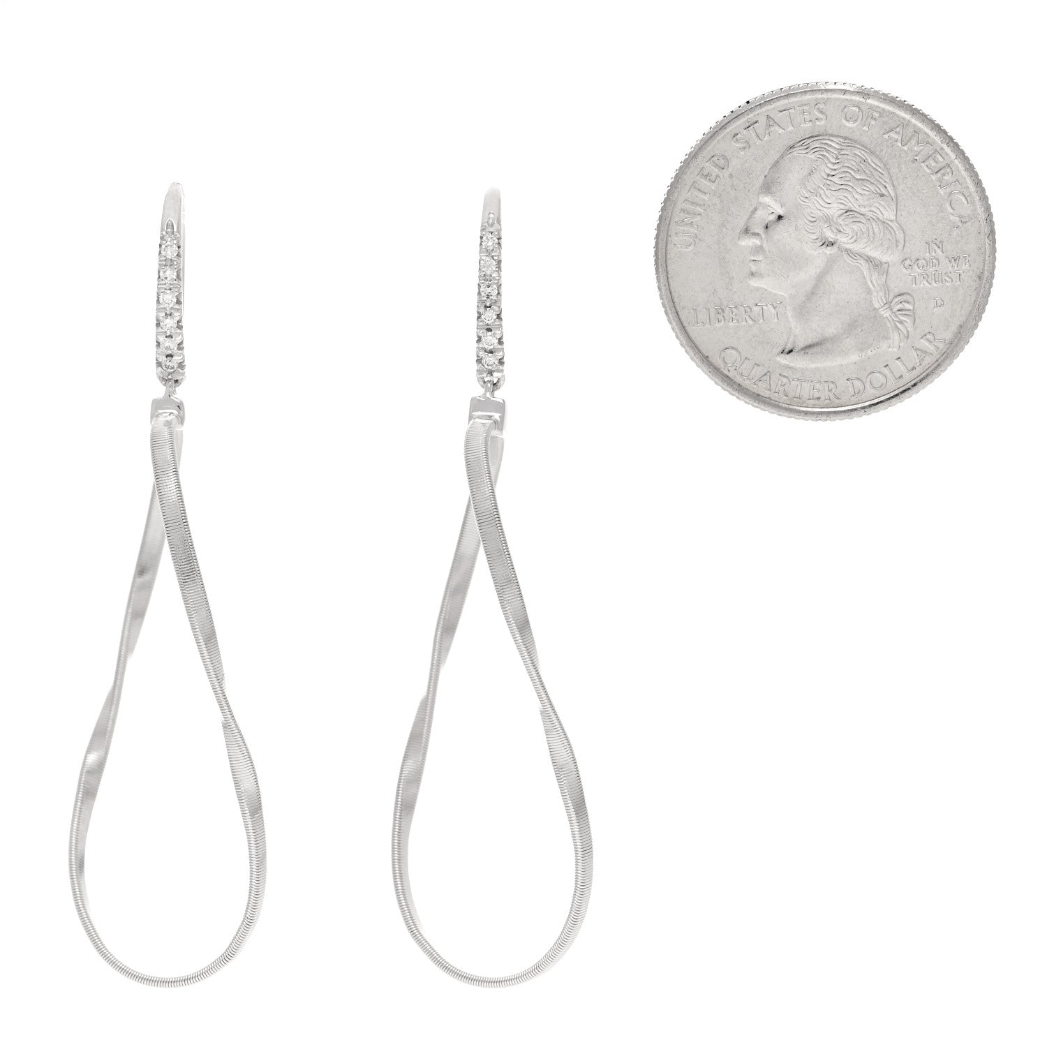 Marco Bicego 18K White Gold Diamond Marrakech Drop Earrings 2 of 4