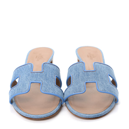 Hermes Denim Oasis Sandals 37.5 Bleu Clair 2 of 11