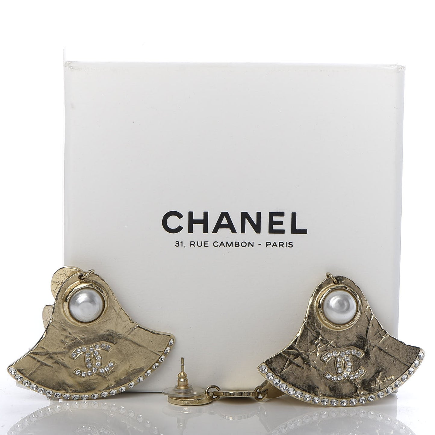 Crystal Pearl Dangle Earrings Gold