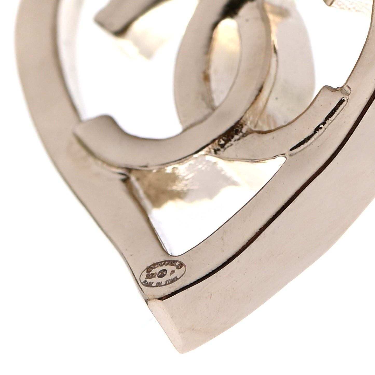 Metal CC Heart Coco In Love Earrings Gold