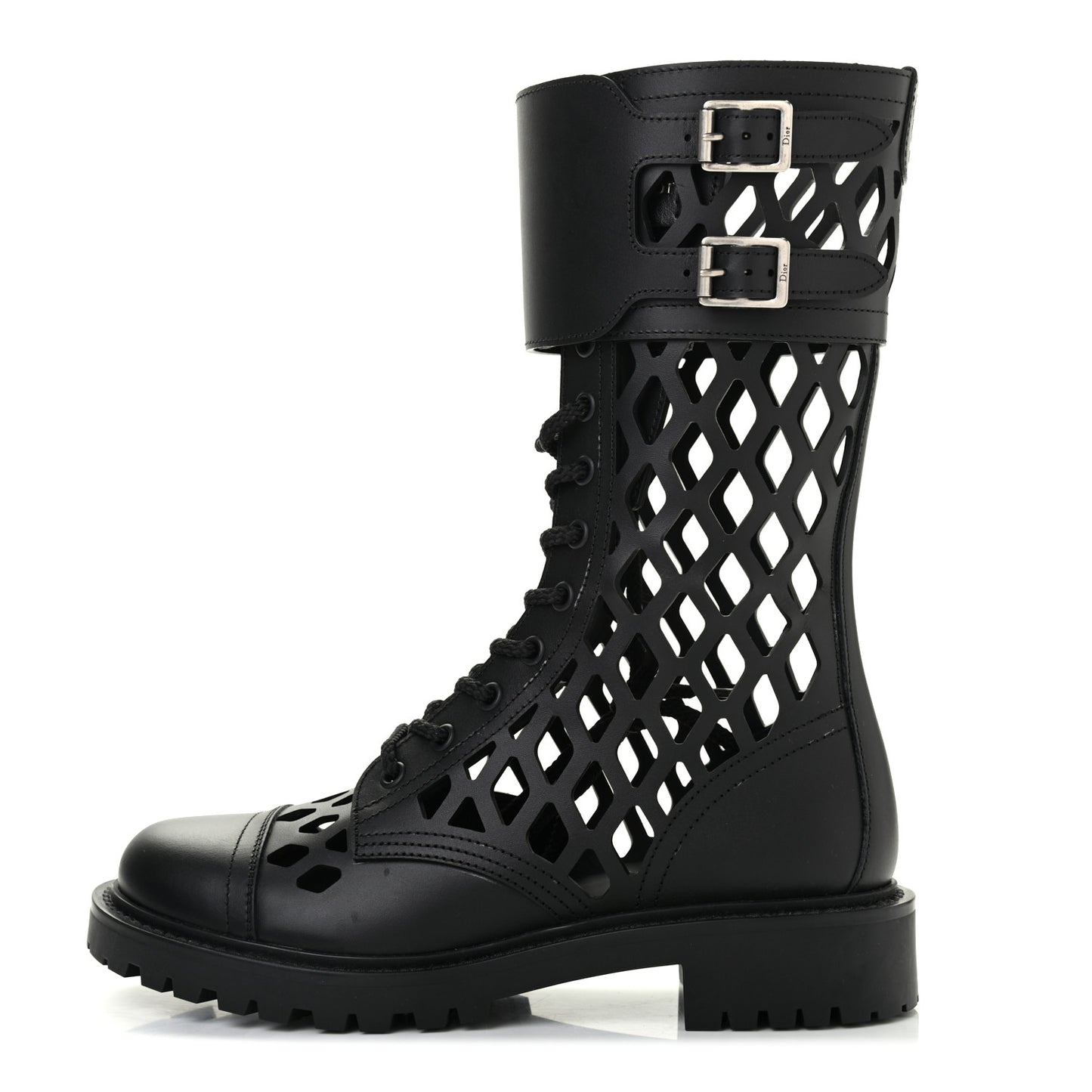 Matte Calfskin Womens D-Trap 30mm Tall Boots 37 Black