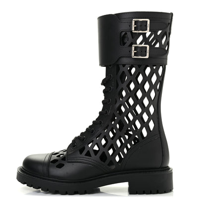 Christian Dior Matte Calfskin Womens D-Trap 30mm Tall Boots 37 Black 1 of 8