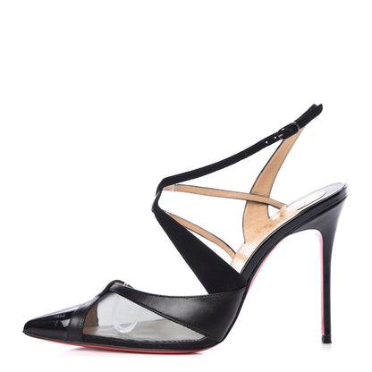 Christian Louboutin Patent Kid Suede Mesh Evoluta 100 Pumps 38 Black 1 of 17