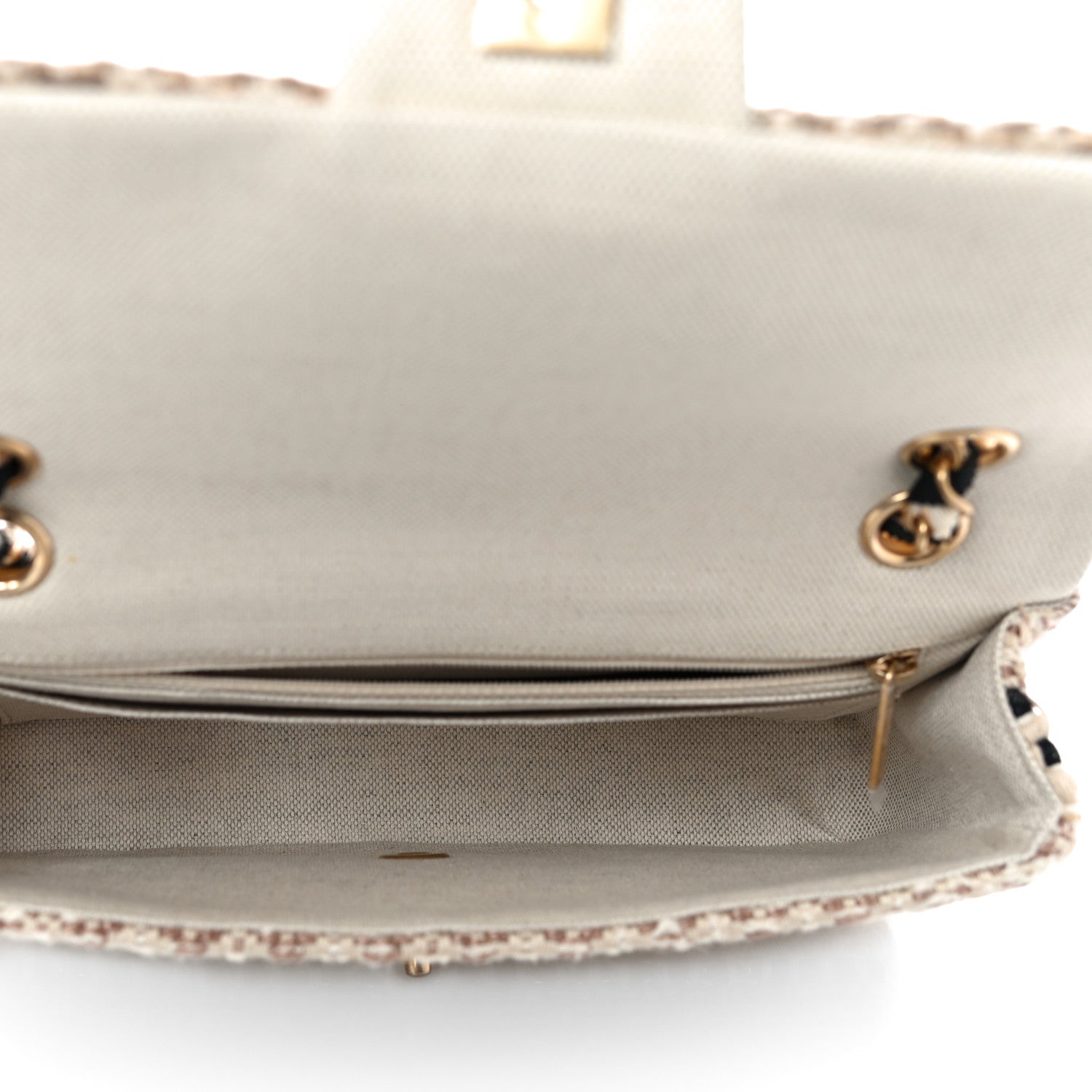 Chanel Cotton Raffia Lambskin Woven Medium Single Flap Beige Beige Black 5 of 10