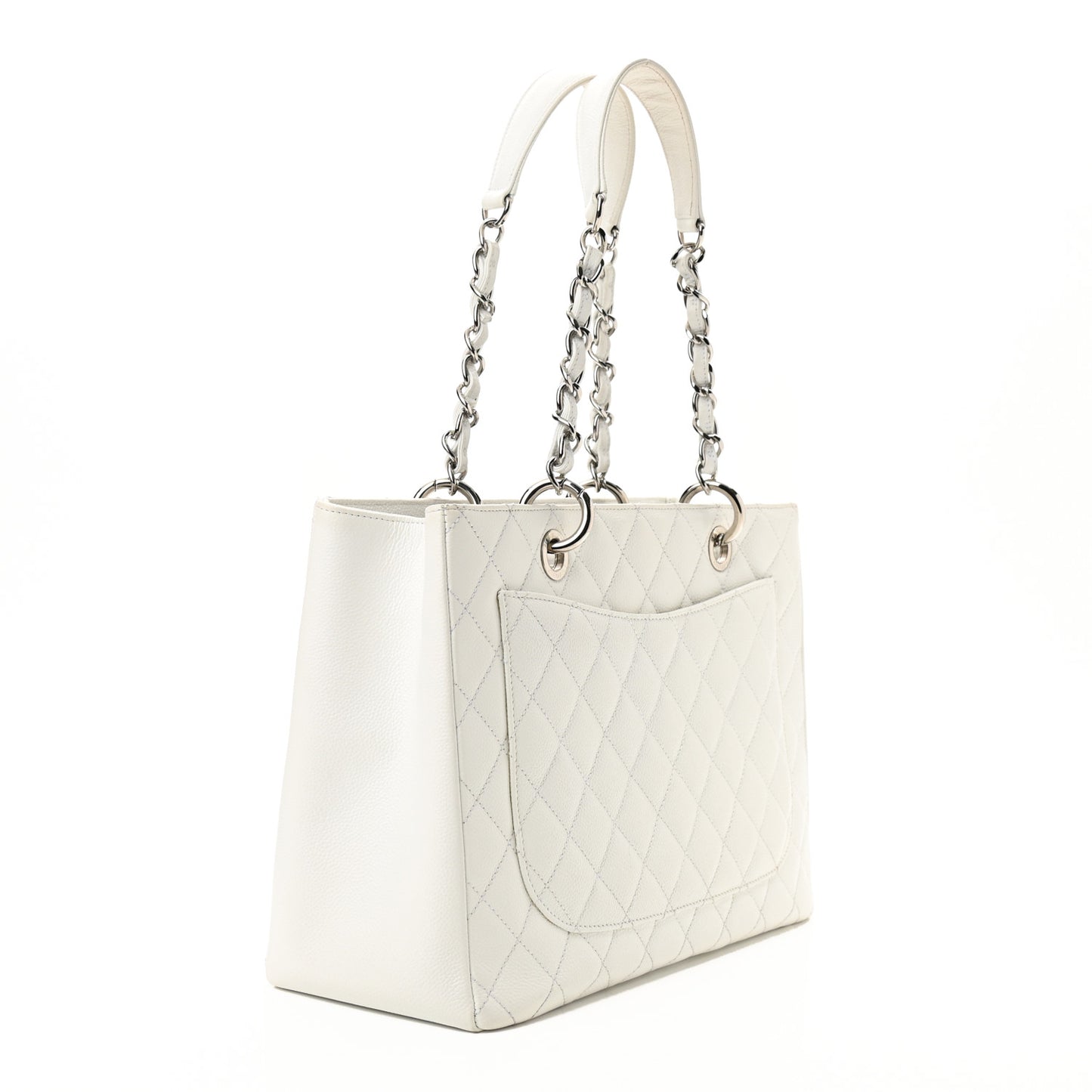 Caviar Quilted Grand Shopping Tote GST White
