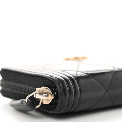Chanel Iridescent Glazed Calfskin Quilted Small Boy Zip Around Wallet Black 9 of 12