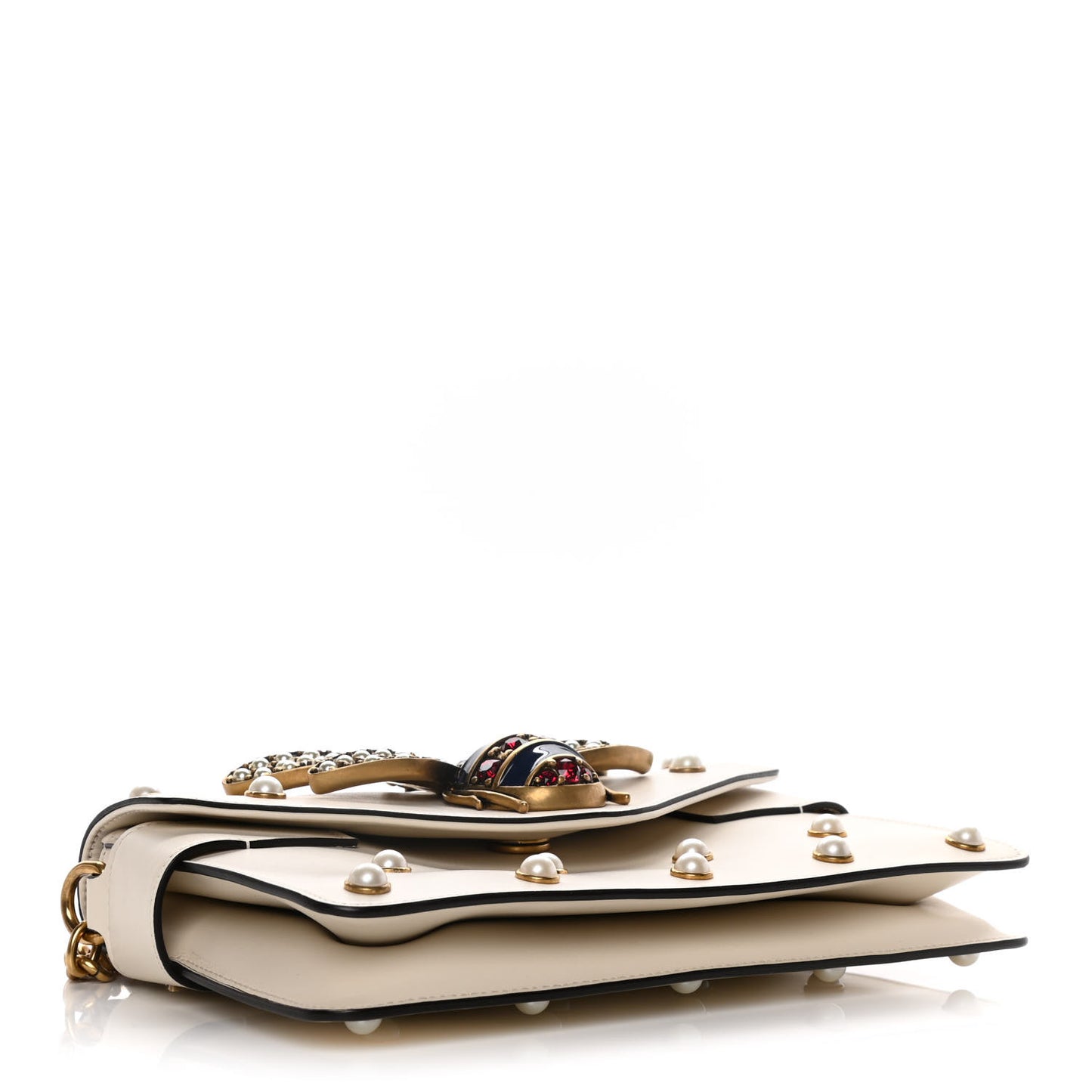 Nappa Pearl Studded Mini Queen Margaret Broadway Shoulder Bag Mystic White