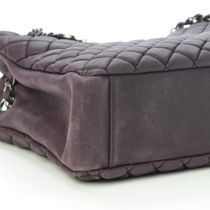 Chanel Iridescent Calfskin Small New Bubble Quilt Tote Plum 8 of 9