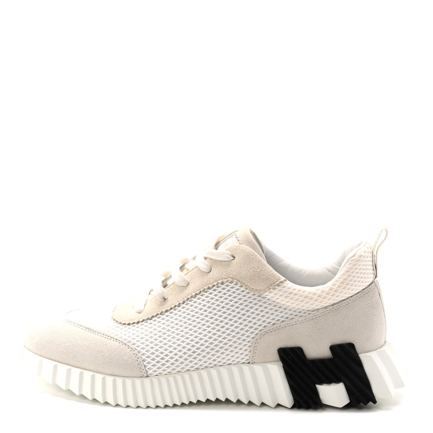 Graphic Mesh Suede Goatskin Mens Bouncing Sneakers 43  White Black