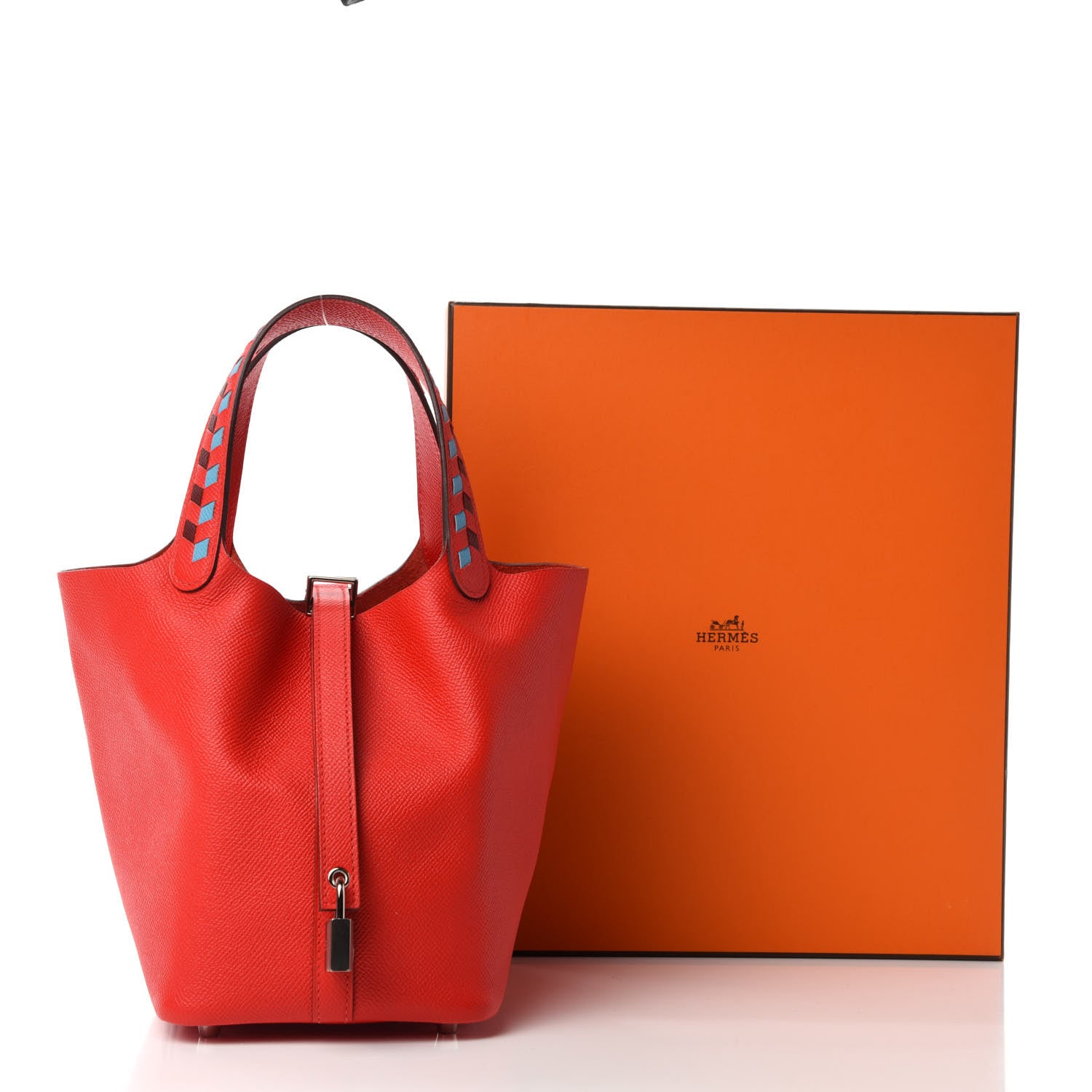 Hermes Epsom Tressage De Cuir Picotin Lock 18 PM Rouge Coeur Bleu du Nord Rouge H 11 of 11