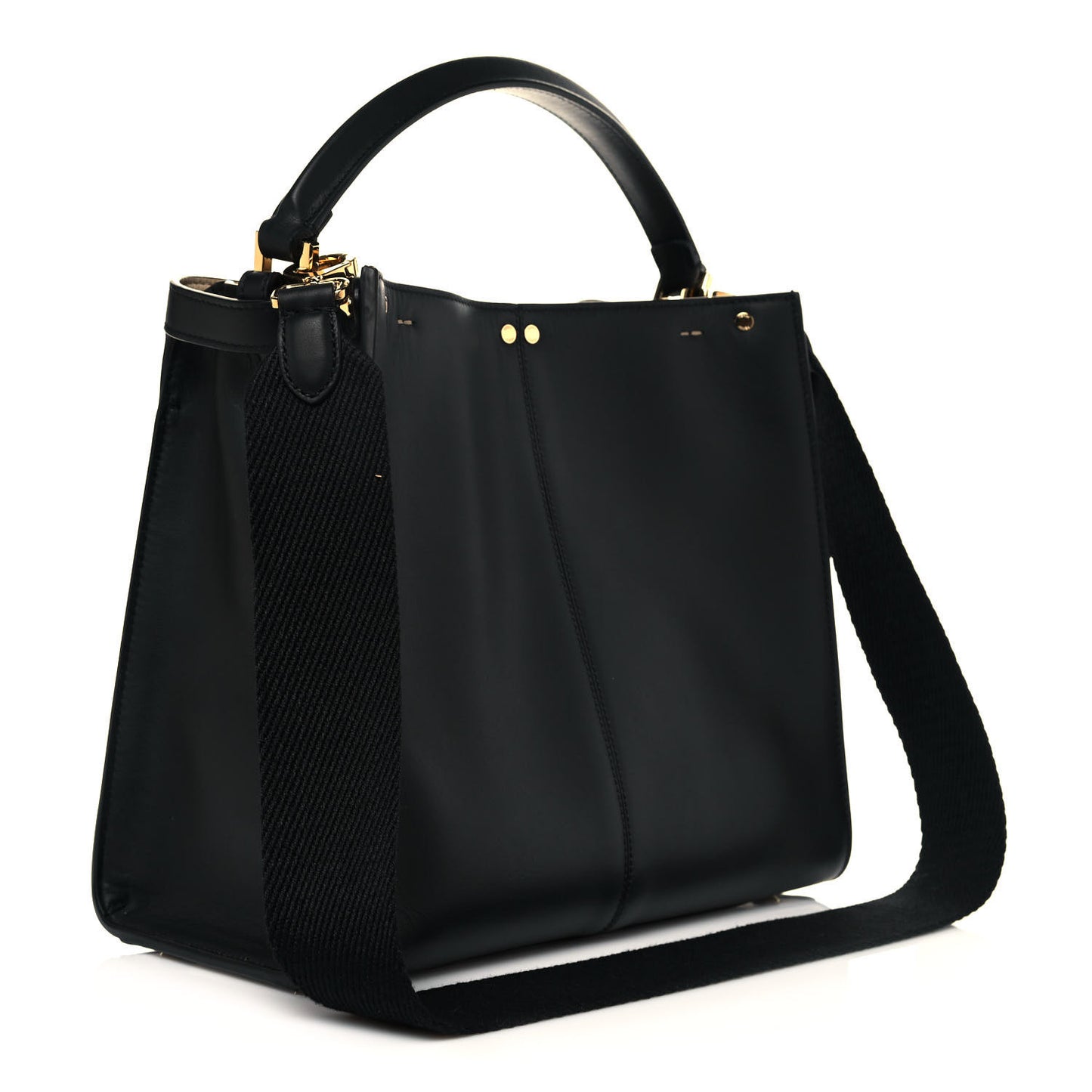 Vitello Seta Glazed Fabric FF 1974 Medium Peekaboo X-Lite Black Mogano Panna