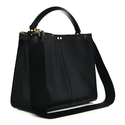 Fendi Vitello Seta Glazed Fabric FF 1974 Medium Peekaboo X-Lite Black Mogano Panna 4 of 14