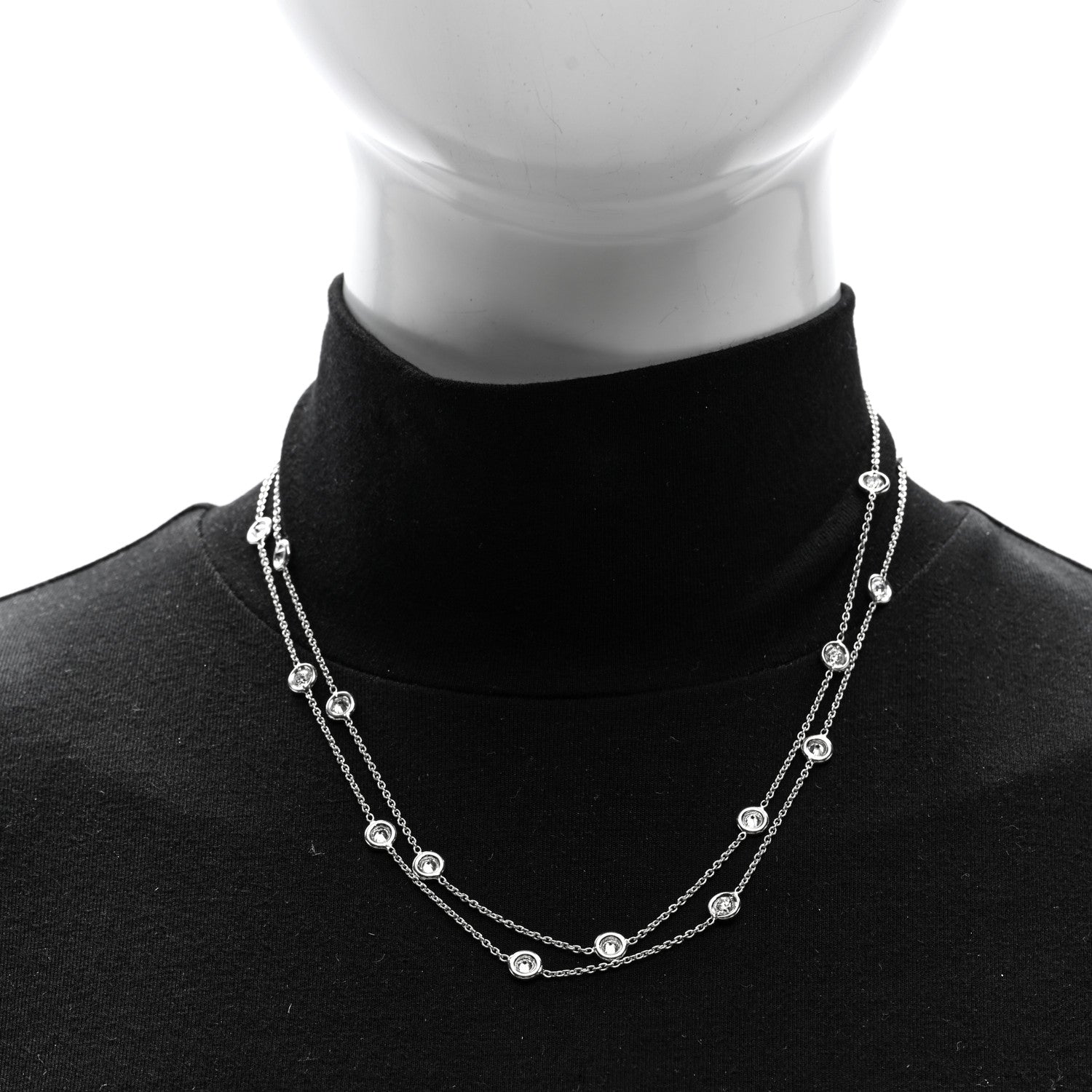 Roberto Coin 18K White Gold Diamond 3.20ctw Diamonds By The Inch Station Necklace 2 of 4