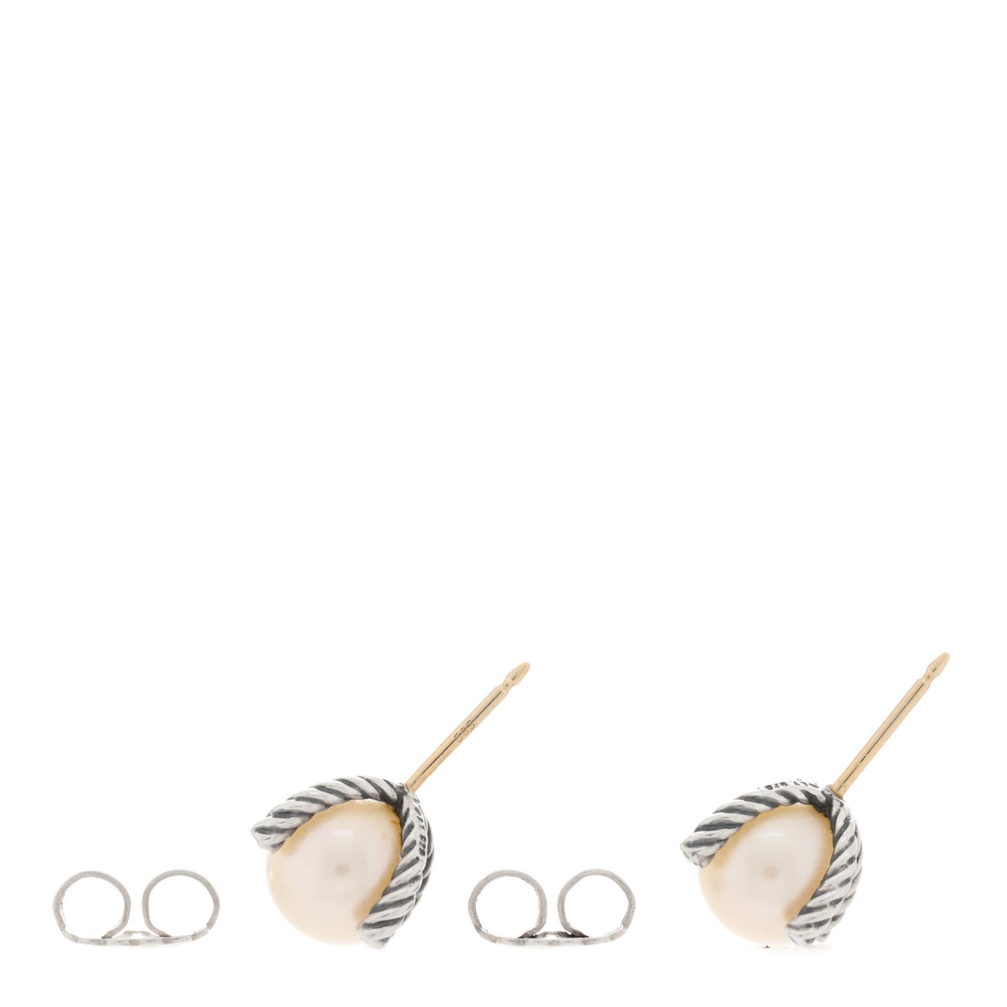 Sterling Silver Diamond Pearl 10mm Cable Stud Earrings