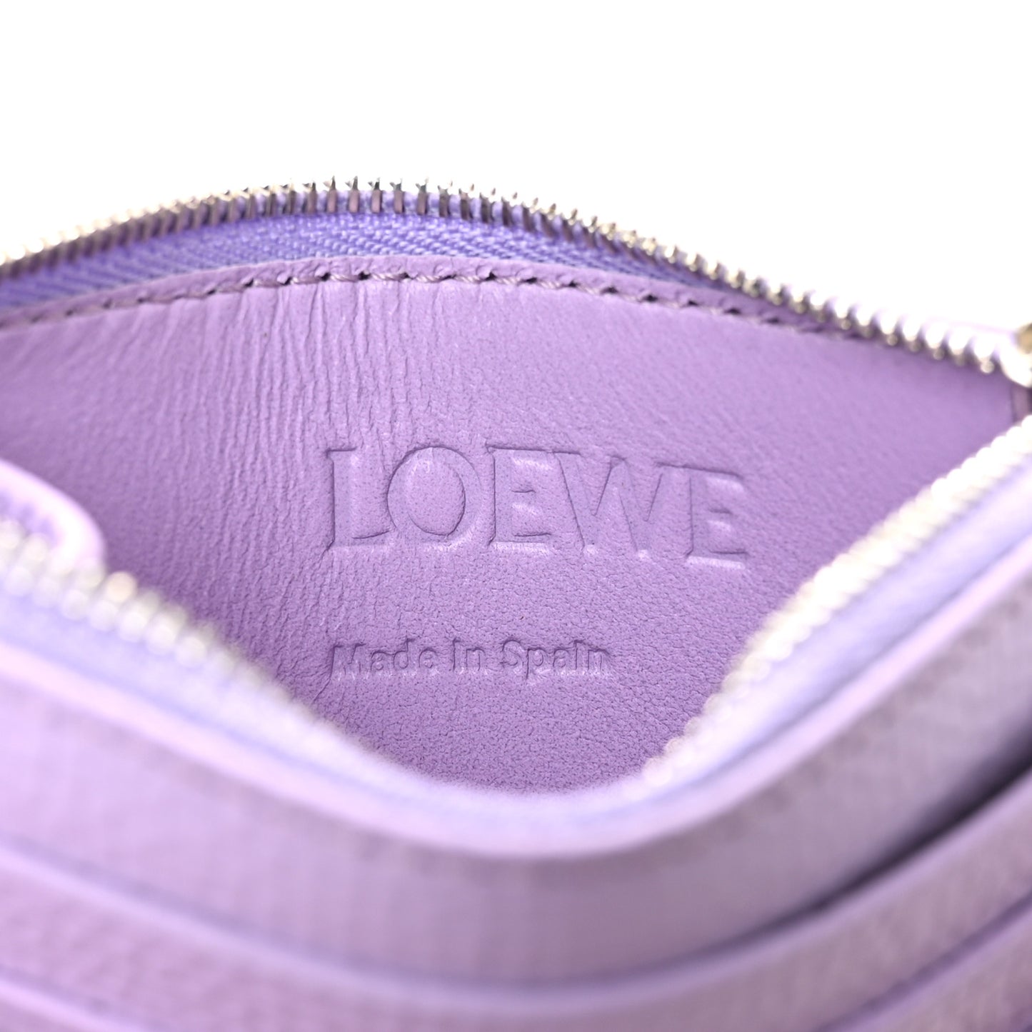 Pebble Grain Calfskin Anagram Square Zip Cardholder Dirty Mauve