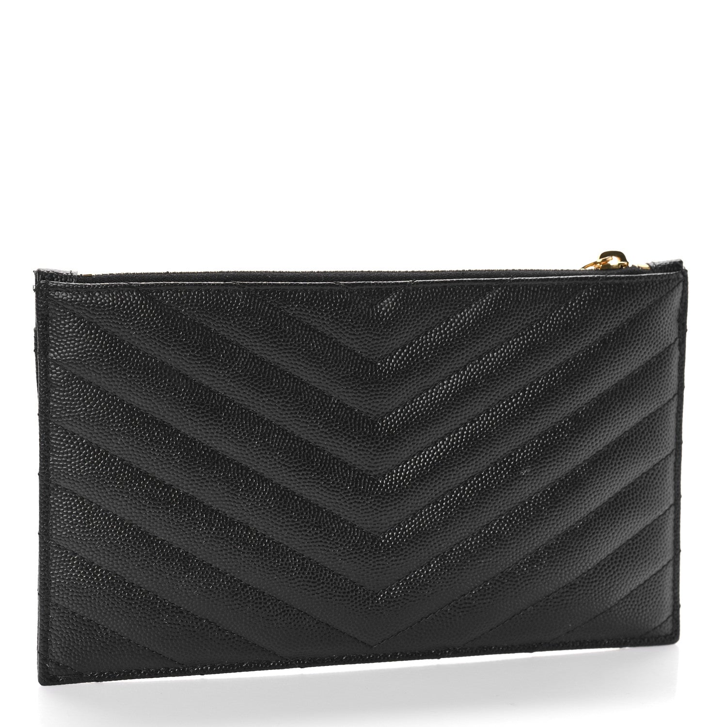 Saint Laurent Grain De Poudre Chevron Monogram Bill Pouch Black 3 of 8