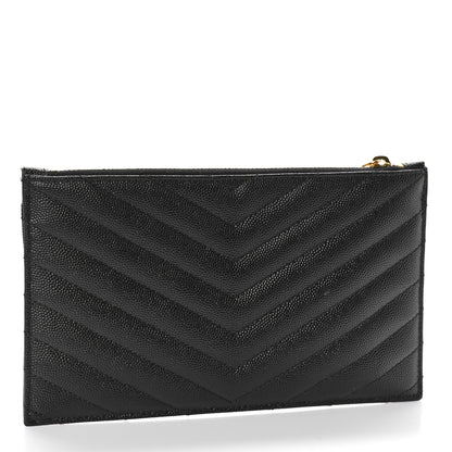 Saint Laurent Grain De Poudre Chevron Monogram Bill Pouch Black 3 of 8