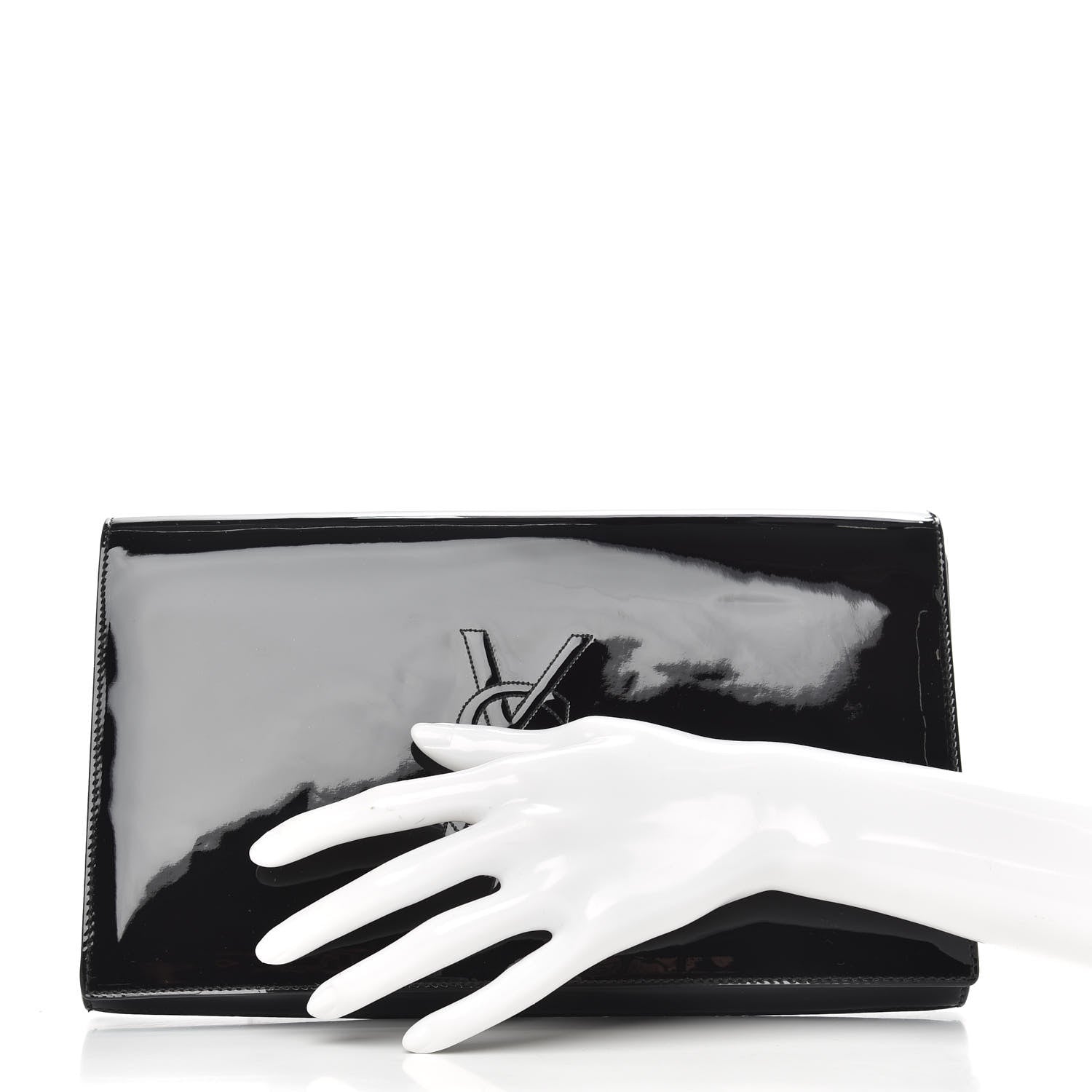 Saint Laurent Patent Monogram Large Belle De Jour Clutch Black 2 of 8