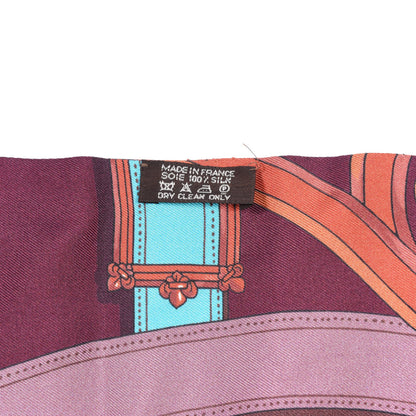 Hermes Silk Cavalcadour Maxi Twilly Bordeaux Canard Fuchsia 6 of 6
