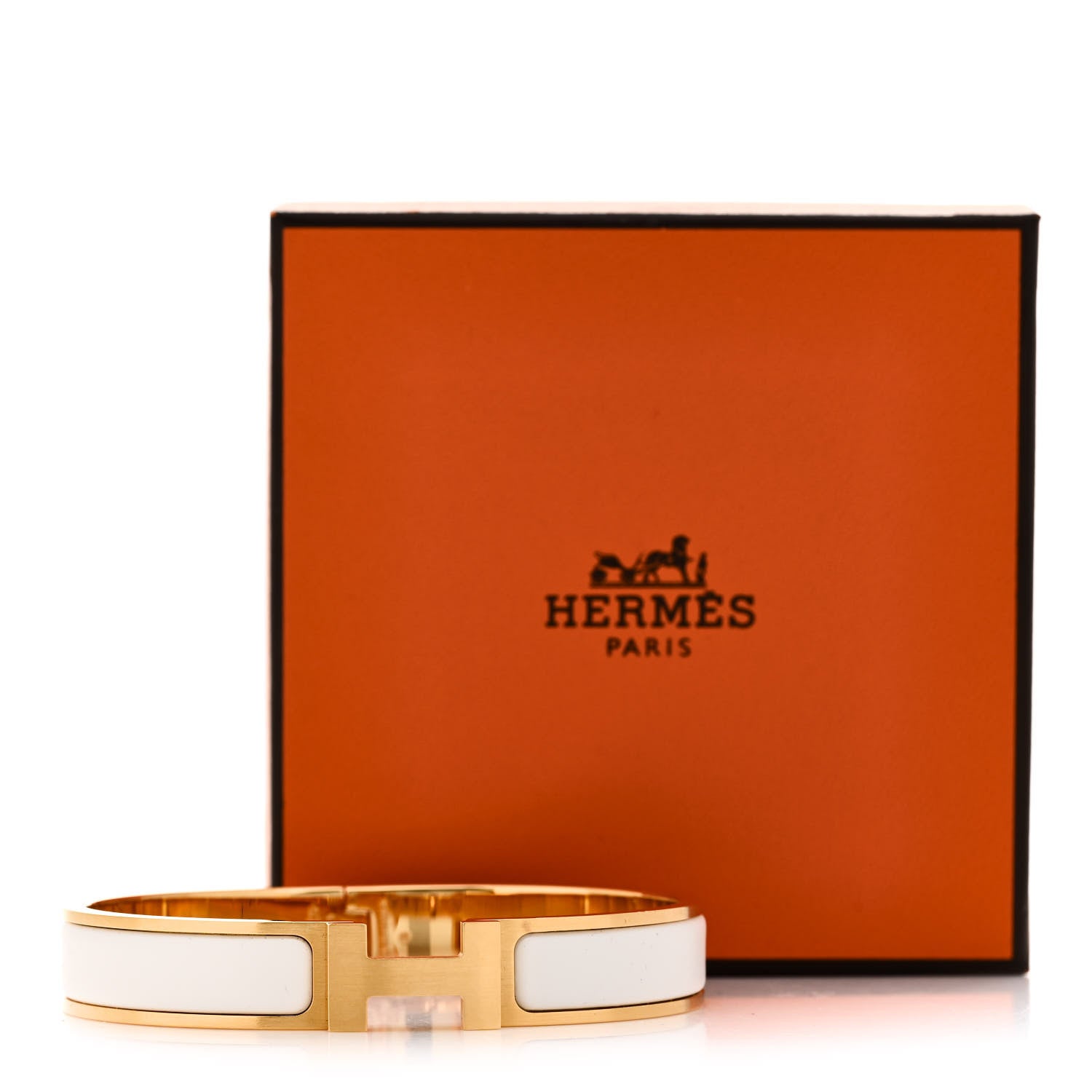 Hermes Matte Enamel Narrow Clic Clac HH Bracelet GM White 5 of 5