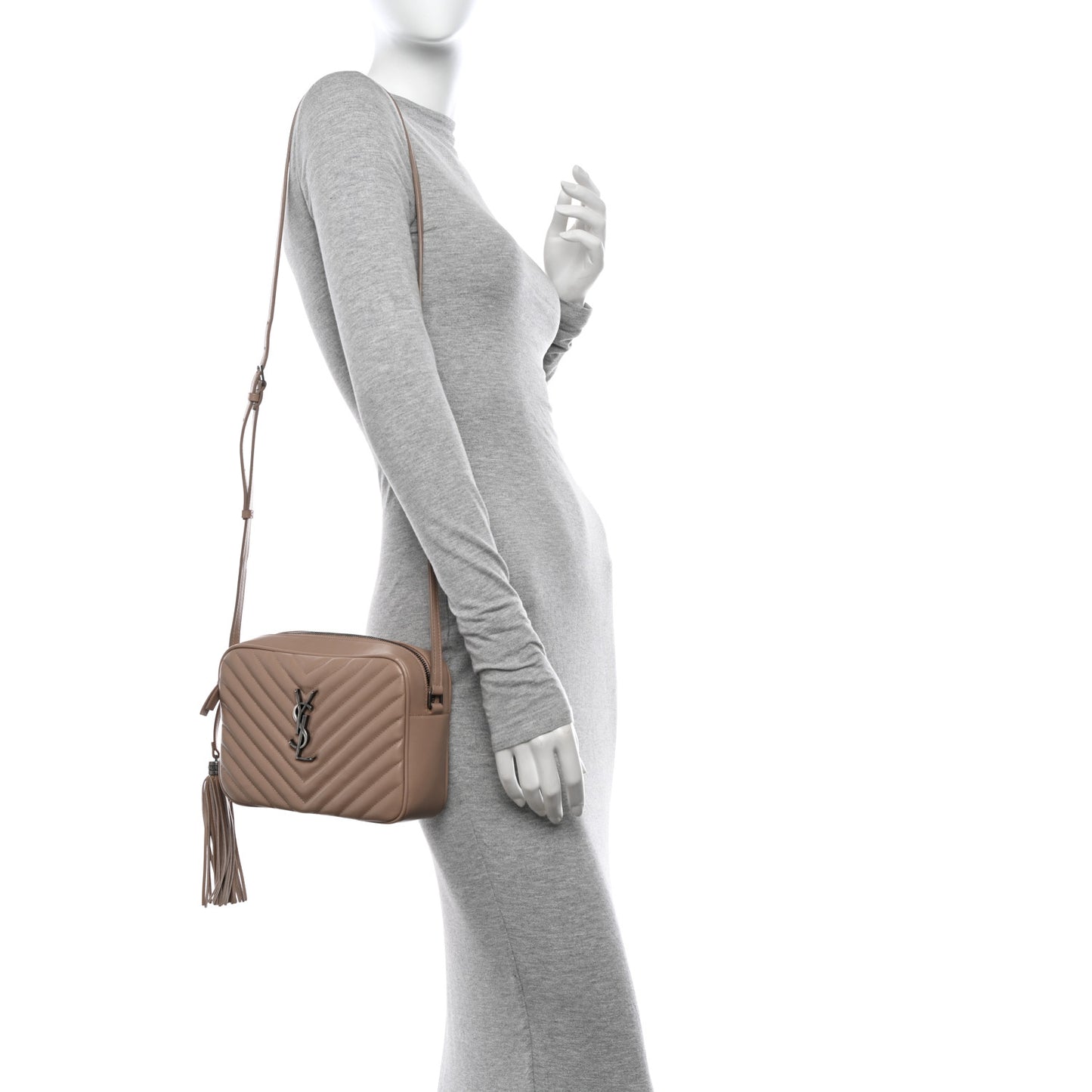 Calfskin Matelasse Monogram Lou Camera Bag Dark Beige