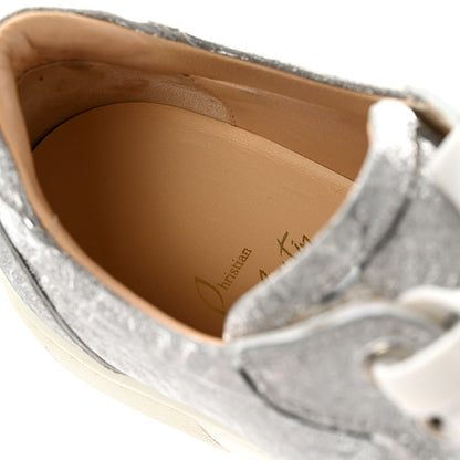 Christian Louboutin Glitter Metallic Calfskin Spikes Vieira 2 Flat Sneakers 37.5 Silver 9 of 13