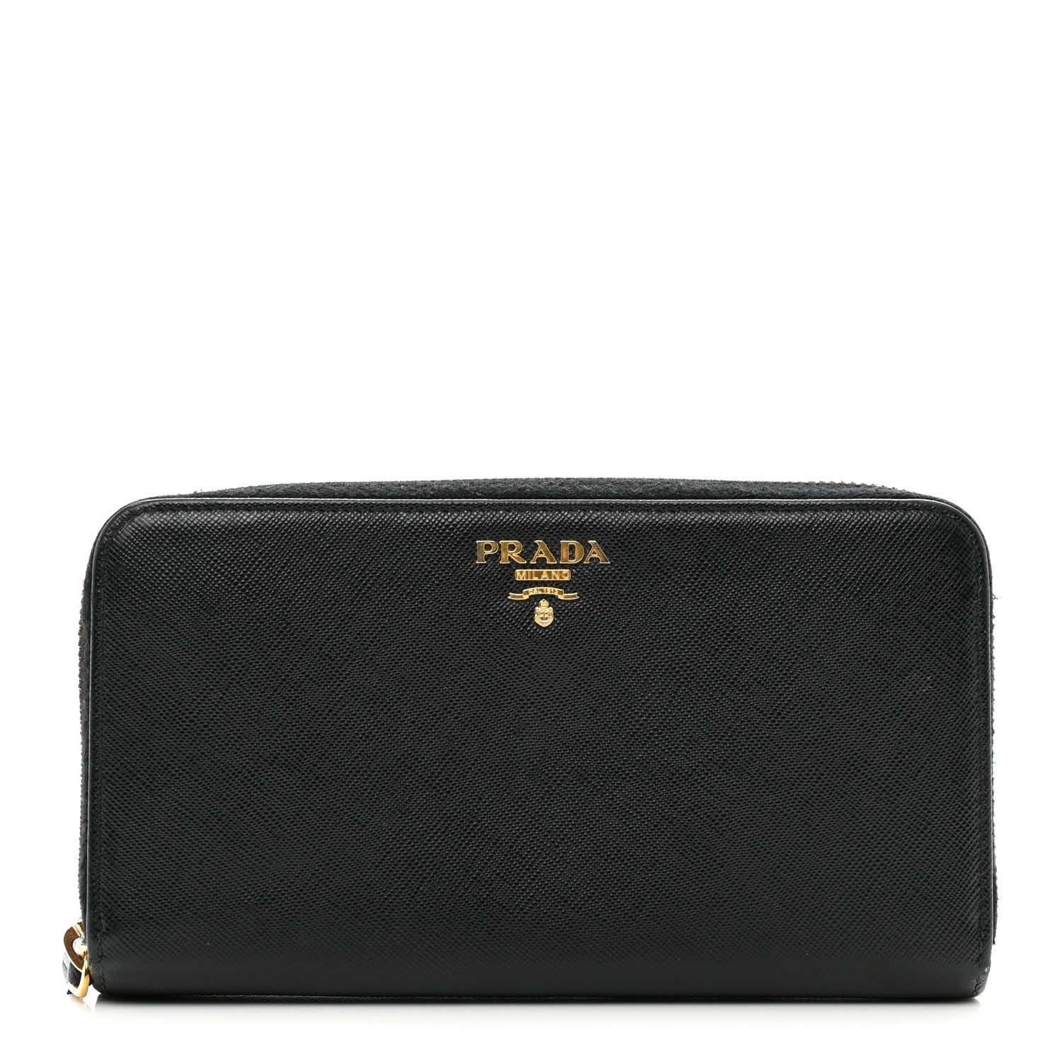 Prada Saffiano Metal Zip Around Organizer Wallet Black 1 of 11
