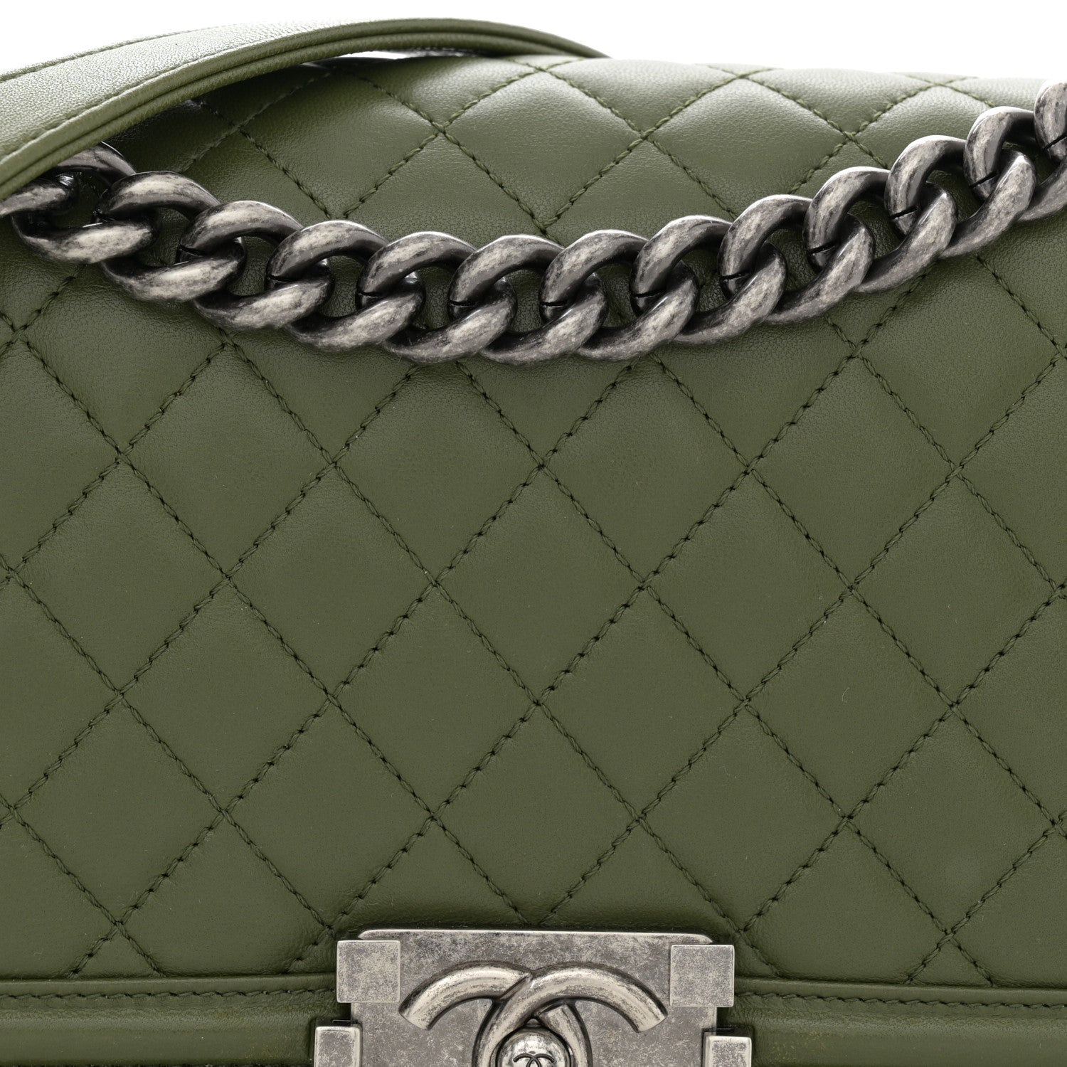 Chanel Lambskin Quilted Medium Boy Flap Green 10 of 14